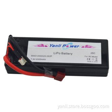 Rc Lipo Car Battery 2S2P 7.4V 6500MAH 40C